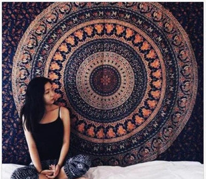 Mandala Tapestry: Bohemian Wall Hanging, Sofa Throw (140x200cm)