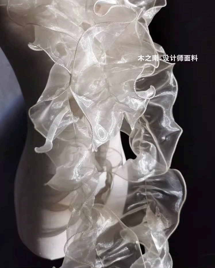 Organza Ruffle Trim: 5cm Mermaid Lace, Wedding & Event Decor