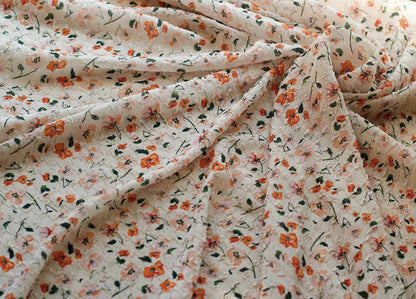 Floral Embossed Silk Chiffon Fabric: 53"W Bubble Crumpled Texture