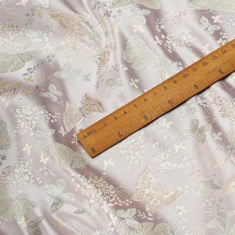 Butterfly Floral Silk Brocade Fabric: 58"W Chinese Wedding Jacquard