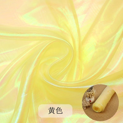 Iridescent Symphony Organza Fabric: Shimmering Crush Glass Yarn, 59" Wide