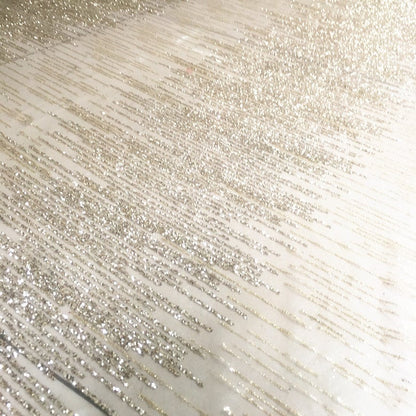 Tissu en dentelle géométrique argentée à paillettes : tulle pour robe de mariée de 140 cm de large