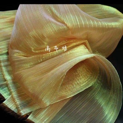 Crinkled Pleated Organza Fabric: 55" Wide Stiff Texture