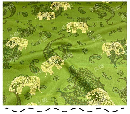 Elephant Print Cotton Fabric: Ethnic Style Sewing Material, 56" Wide