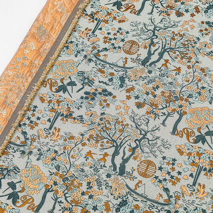 Gold Embossed Jacquard Fabric: Floral Upholstery & Sewing, 59" Wide