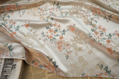 Floral Print Satin Fabric: Soft Polyester Material, 65" Wide