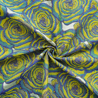 Artistic Abstract Rose Embossed Jacquard Fabric ��� Textured Floral Desi"Wide