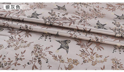 Bird Damask Fabric: 59"W Jacquard Satin Rayon, Costume Decor