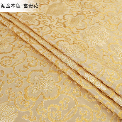 Tissu brocart or pâle : rayonne de 150 cm de large pour la couture et l’ameublement, motifs traditionnels