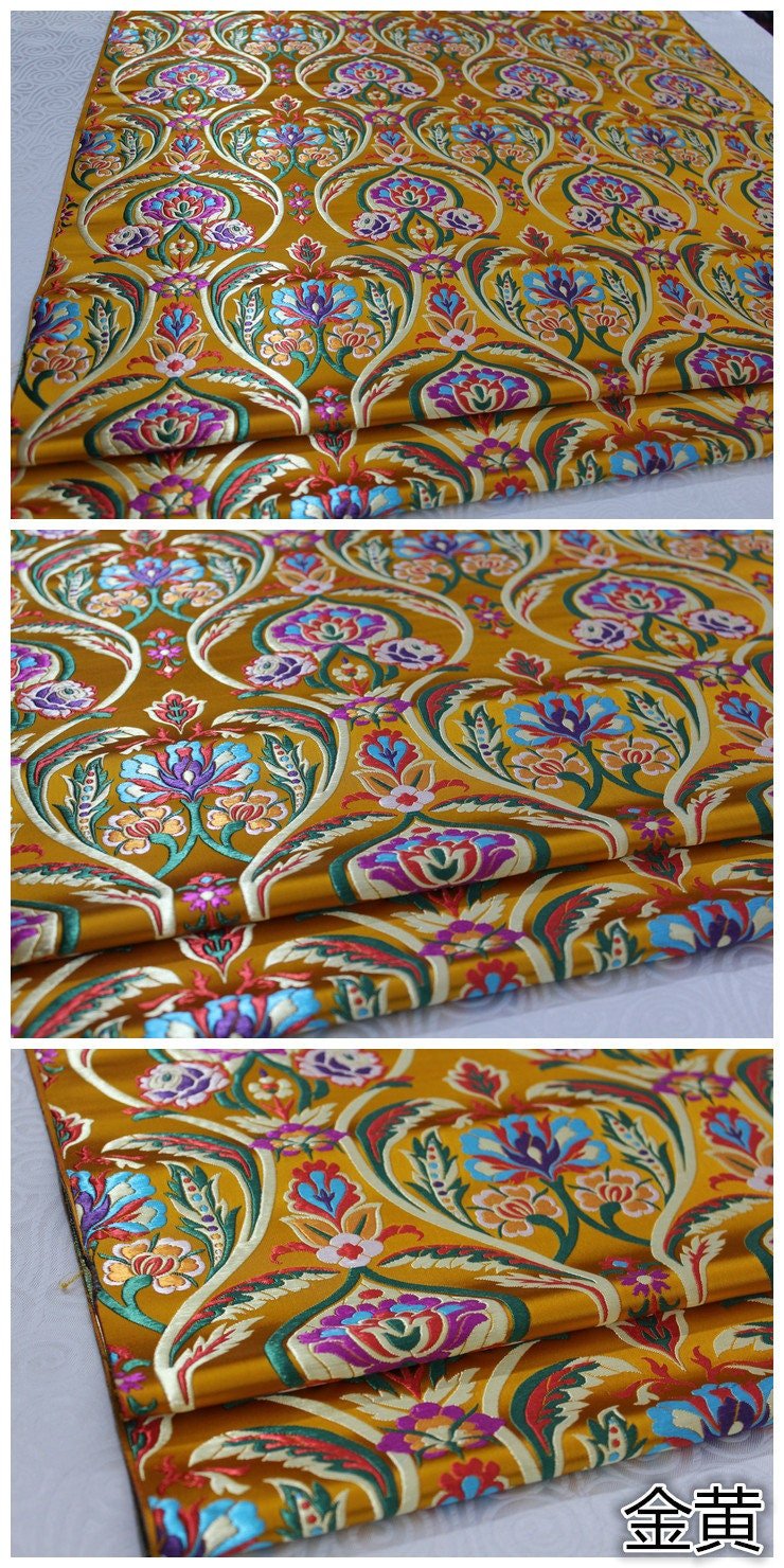 Floral Jacquard Brocade Fabric: Chinese Mongolian Style (By The Meter) - Poppylollipop