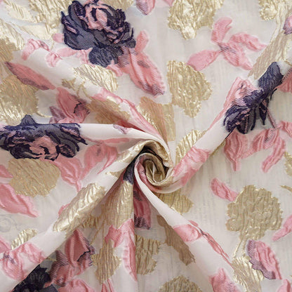 Gold Thread Jacquard Fabric: 53"W Retro Palace Damask - By The Meter