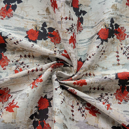 Floral 3D Jacquard Fabric: Bright Upholstery, Costume, Decor - 59" Wide