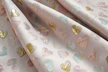 Gold Heart Jacquard Fabric: Rayon Blend, Sewing & Upholstery, 59" Wide