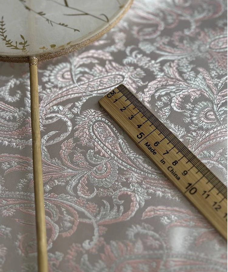 Pink Pipa Flower Jacquard Fabric: Cheongsam Qipao Sewing Material