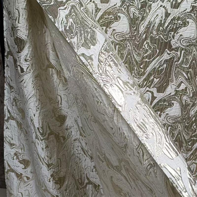 Double-Sided European Landscape Jacquard Fabric ��� 3D Embossed Gold Weave, Luxury Tapestry Texti"Wide