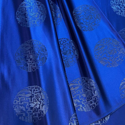 Tissu brocart de soie : style mongol-tibétain, 147 cm de large - Costume, Décoration