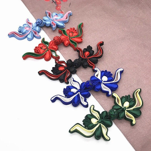 Boutons en satin faits main à nœud chinois : fermetures brandebourg pour cheongsam
