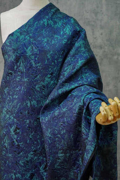 Dark Blue Jacquard Fabric: Retro 3D Texture, Upholstery & Sewing, 59" Wide