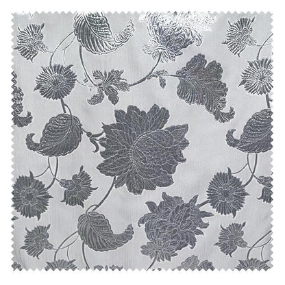 Tissu jacquard argenté à motif floral ��� Broca à grandes fleurs en relief 3D"Large