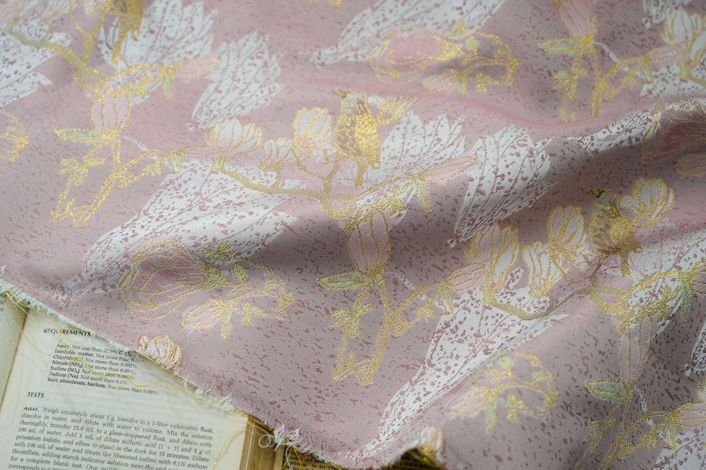 Gold Thread Floral Brocade Fabric: 59"W Jacquard Damask, Costume Decor