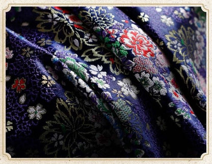 Tissu brocart jacquard à motif de fleurs de cerisier : soie et rayonne pour kimono (largeur 29,5")