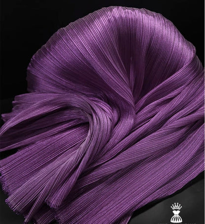 Pleated Organza Fabric: Shiny Crinkled Texture, 55" Wide