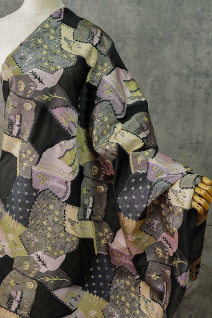 Tissu jacquard à motif floral : mélange de polyester micro-transparent, 140 cm de large