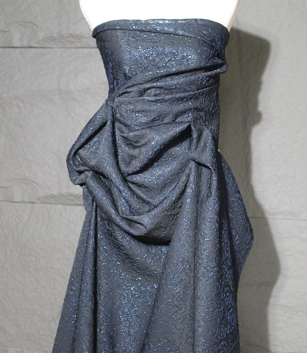 Metallic Gold Thread Jacquard Fabric: 3D Embossed Woven Material (55"W)