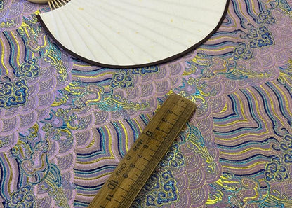 Lilac Ocean Waves Brocade Fabric: 29.5" Wide Rayon Silk Jacquard