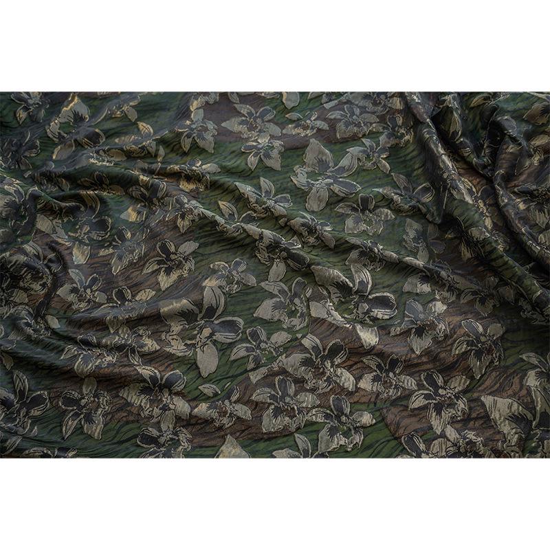 Gold Thread Jacquard Fabric: 3D Flower Design, Upholstery & Costume