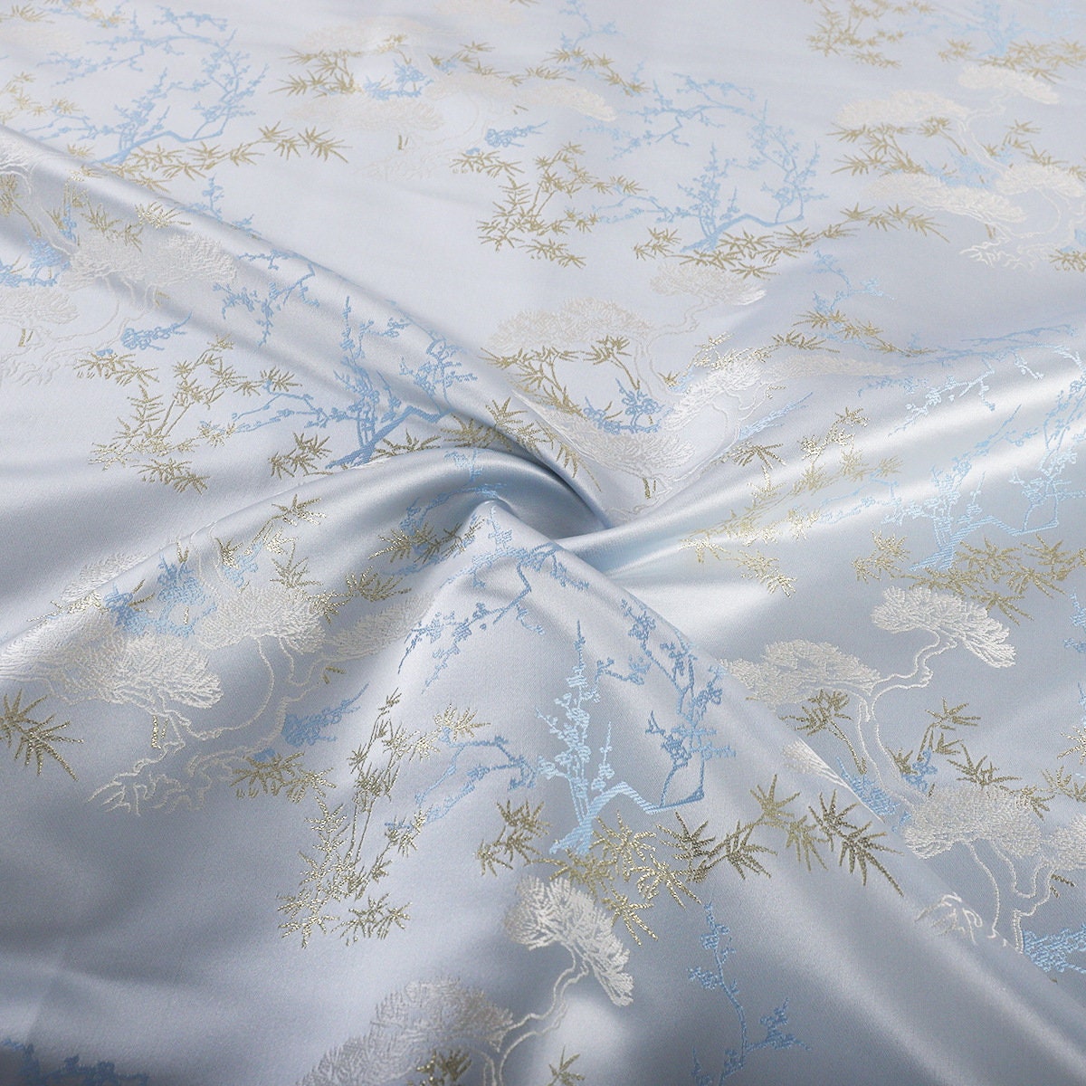 Pine & Bamboo Brocade Fabric: 59"W Rayon Blend, Cheongsam Costume