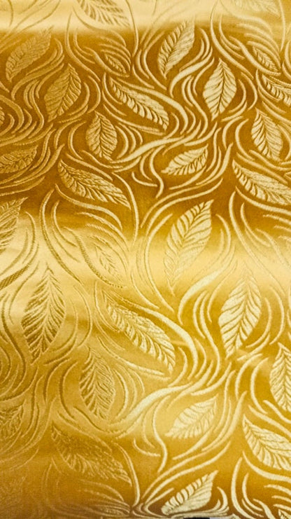 Brocart de soie à motif de fleurs de blé, largeur 75 cm (29,5 po) - Vendu au mètre
