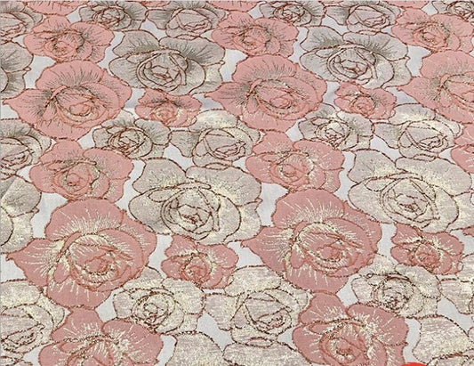 Rose Jacquard Brocade Fabric: 59"W Satin Damask, Antique Cheongsam Sewing
