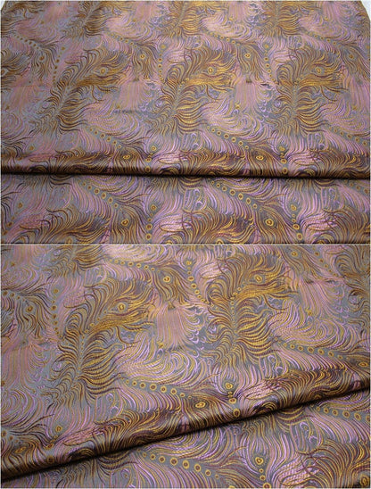 Peacock Feather Brocade Fabric: Floral Chinese Silk Rayon Blend