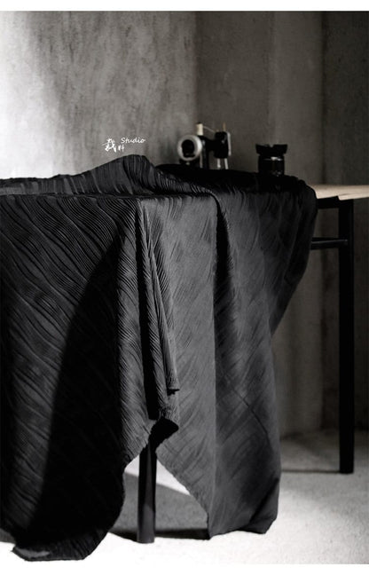 Black 3D Striped Texture Fabric: Stretch Cotton Polyester Designer Sewing