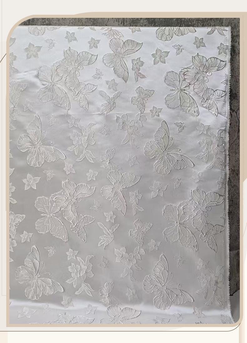 Butterfly 3D Embossed Woven Jacquard Fabric for Dressmaking & Crafts, 58"Wide