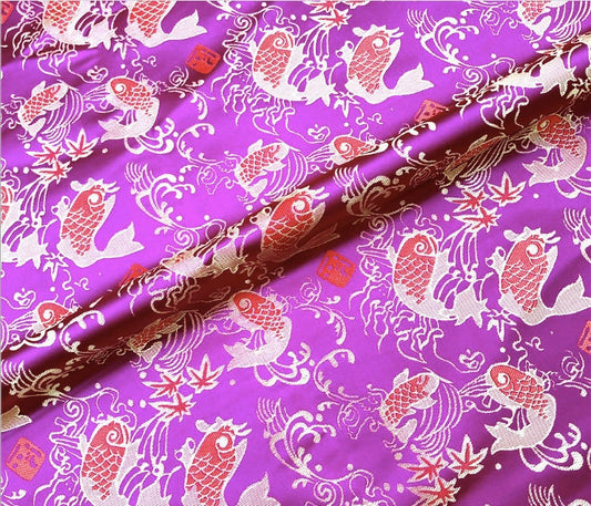 Tissu brocart de soie : motif porte de carpes et de dragons, tissu pour cheongsam de 150 cm de large