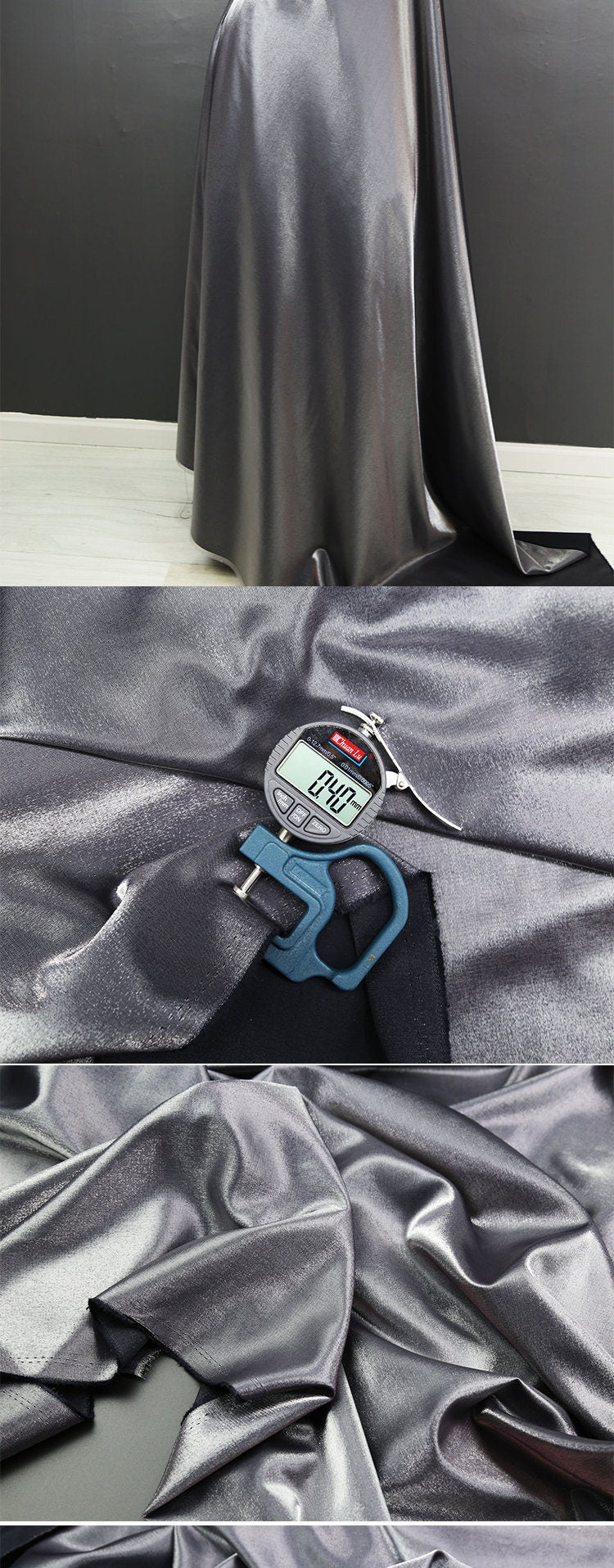 Glitter-Glazed Silk Satin Fabric: Gradient Silky Dress Material, 58" Wide