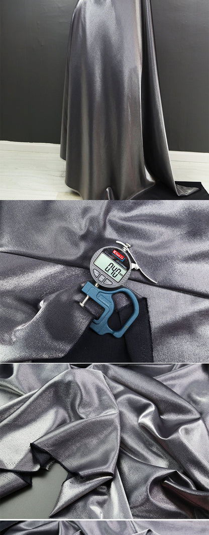 Glitter-Glazed Silk Satin Fabric: Gradient Silky Dress Material, 58" Wide