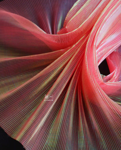 Pleated Organza Fabric: Water-Gloss Illusion, 55" Wide