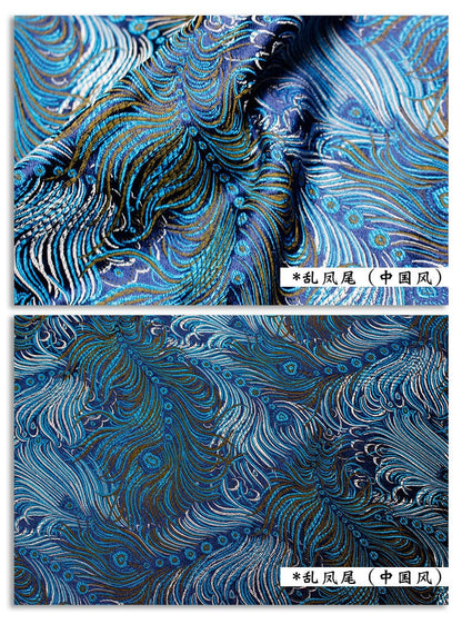 Chinese Silk Brocade Fabric Sample: Multi Color Sewing Material (25x30cm)