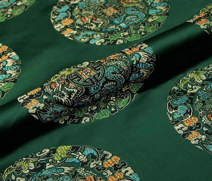 Five Dragons Brocade Fabric: Floral Jacquard Satin, Upholstery & Sewing