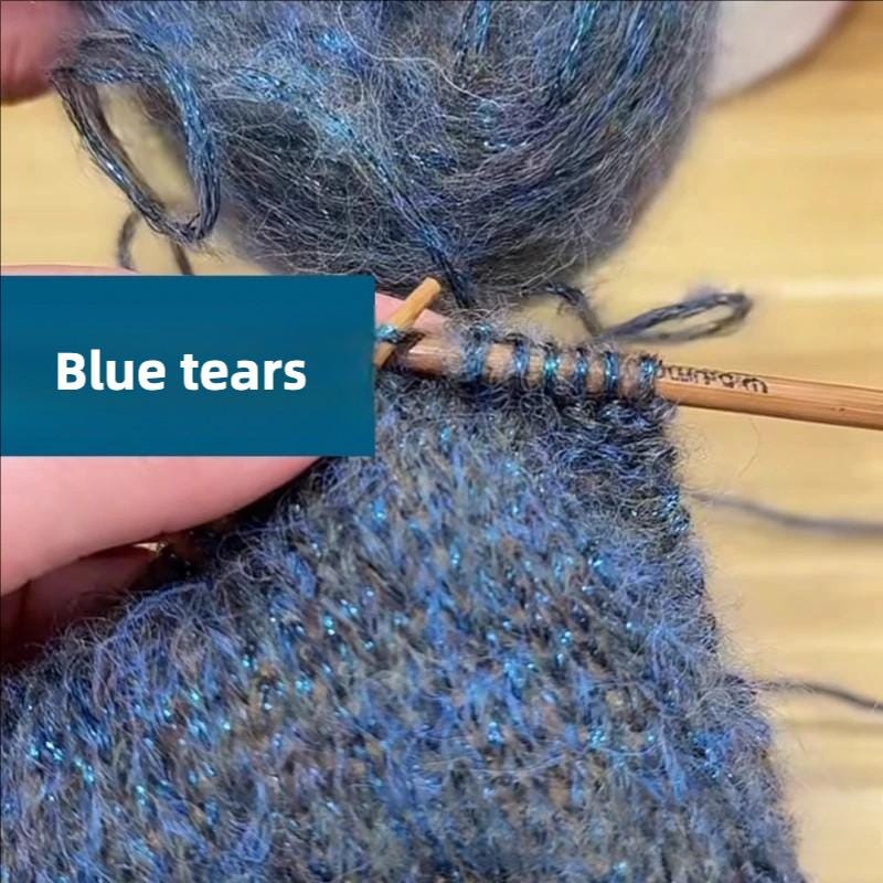 Fil de soie mohair arc-en-ciel : Pelote de laine à tricoter en dentelle pailletée
