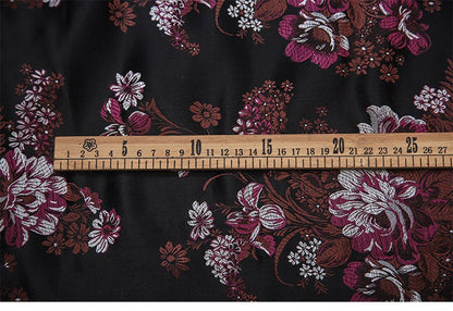 Peony Brocade Jacquard Fabric: Retro Style Rayon Dress Material