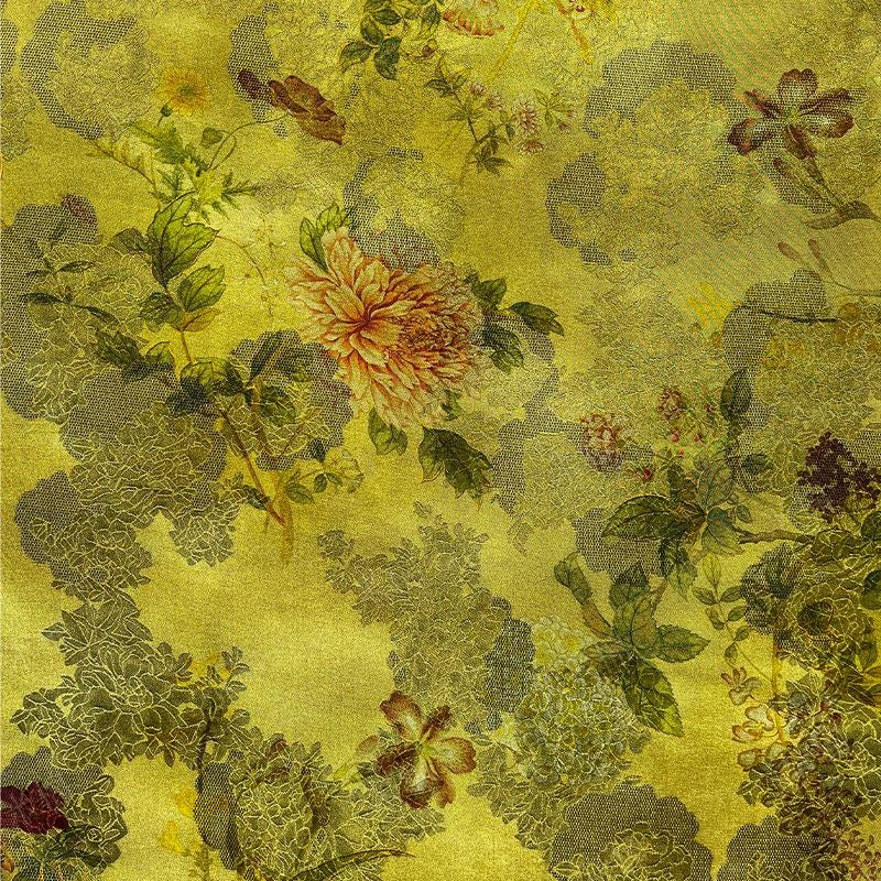 100% Rayon green Jacquard Xiangyun Brocade Fabric: 59"W Upholstery & Costume