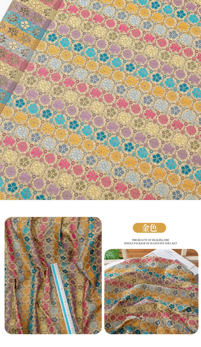 Tissu Nishijin Ori : Jacquard tortue, tissu d’ameublement japonais pour mariages (59 pouces de large, au mètre)