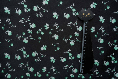 Green Floral Black Jacquard Fabric: Rayon Blend Upholstery, 59" Wide
