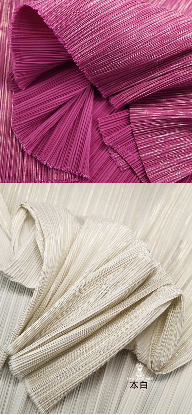 59"W Shiny Pleated Crepe Fabric: DIY Wedding Costume Decor
