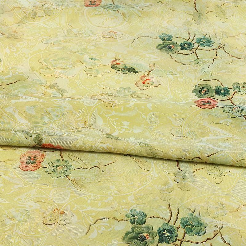 Green Floral Vine Shimmer Brocade Upholstery Jacquard Fabric by the Yard, three patterns
