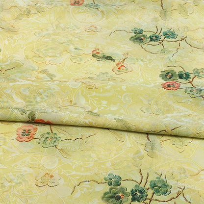 Green Floral Vine Shimmer Brocade Upholstery Jacquard Fabric by the Yard, three patterns